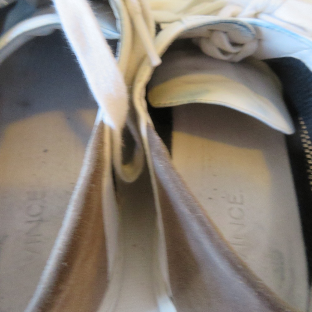 VINCE WHITE LEATHER BLACK MESH LACE UP SNEAKERS 9 - Picture 6 of 8